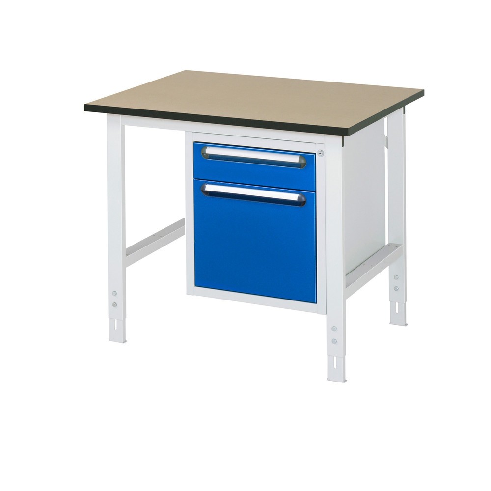 Obrázek produktu: Pracovní stůl RAU ve výškově nastavitelném provedení, řada TOM, VxŠxH 760-1080 x 1000 x 800 mm, 2 zásuvky, pracovní deska MDF
