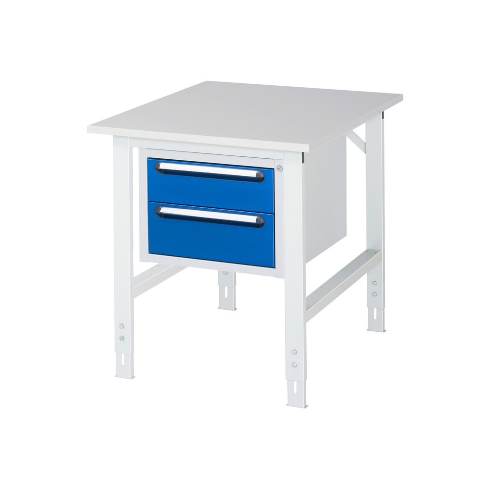 Číslo obrázku produktu 1: Pracovní stůl RAU ve výškově nastavitelném provedení, řada TOM, VxŠxH 760-1080 x 750 x 1000 mm, 2 zásuvky, pracovní deska s melaminovým povrchem