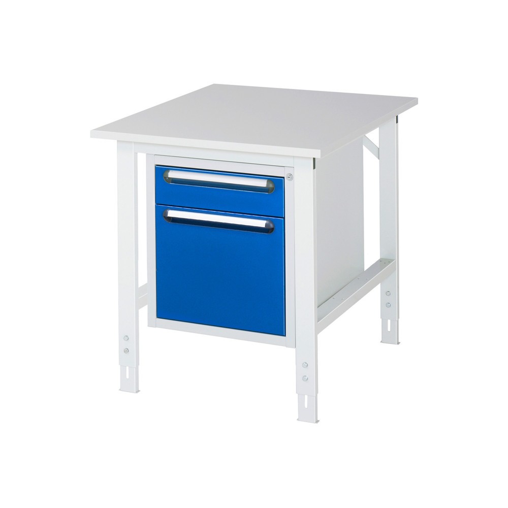Obrázek produktu: Pracovní stůl RAU ve výškově nastavitelném provedení, řada TOM, VxŠxH 760-1080 x 750 x 1000 mm, 2 zásuvky, pracovní deska s melaminovým povrchem
