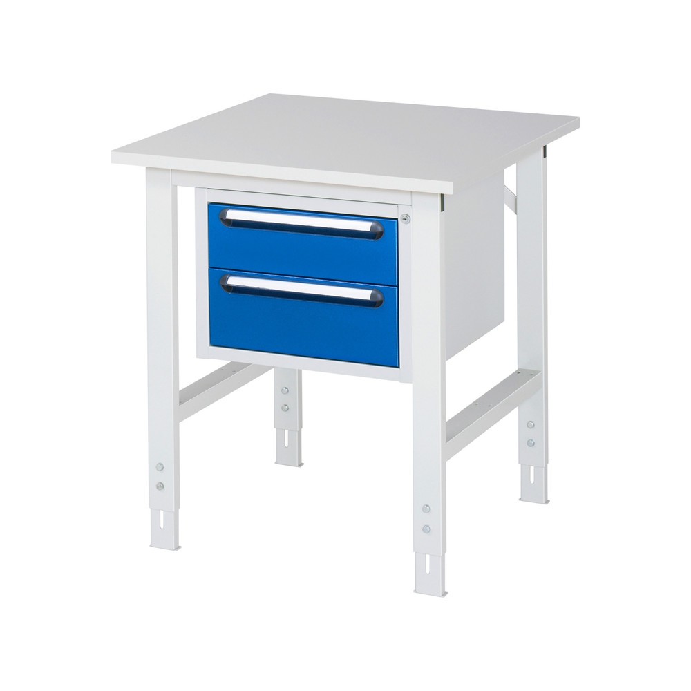 Číslo obrázku produktu 1: Pracovní stůl RAU ve výškově nastavitelném provedení, řada TOM, VxŠxH 760-1080 x 750 x 800 mm, 2 zásuvky, pracovní deska s melaminovým povrchem