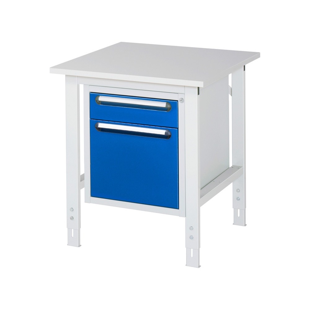 Číslo obrázku produktu 1: Pracovní stůl RAU ve výškově nastavitelném provedení, řada TOM, VxŠxH 760-1080 x 750 x 800 mm, 2 zásuvky, pracovní deska s melaminovým povrchem