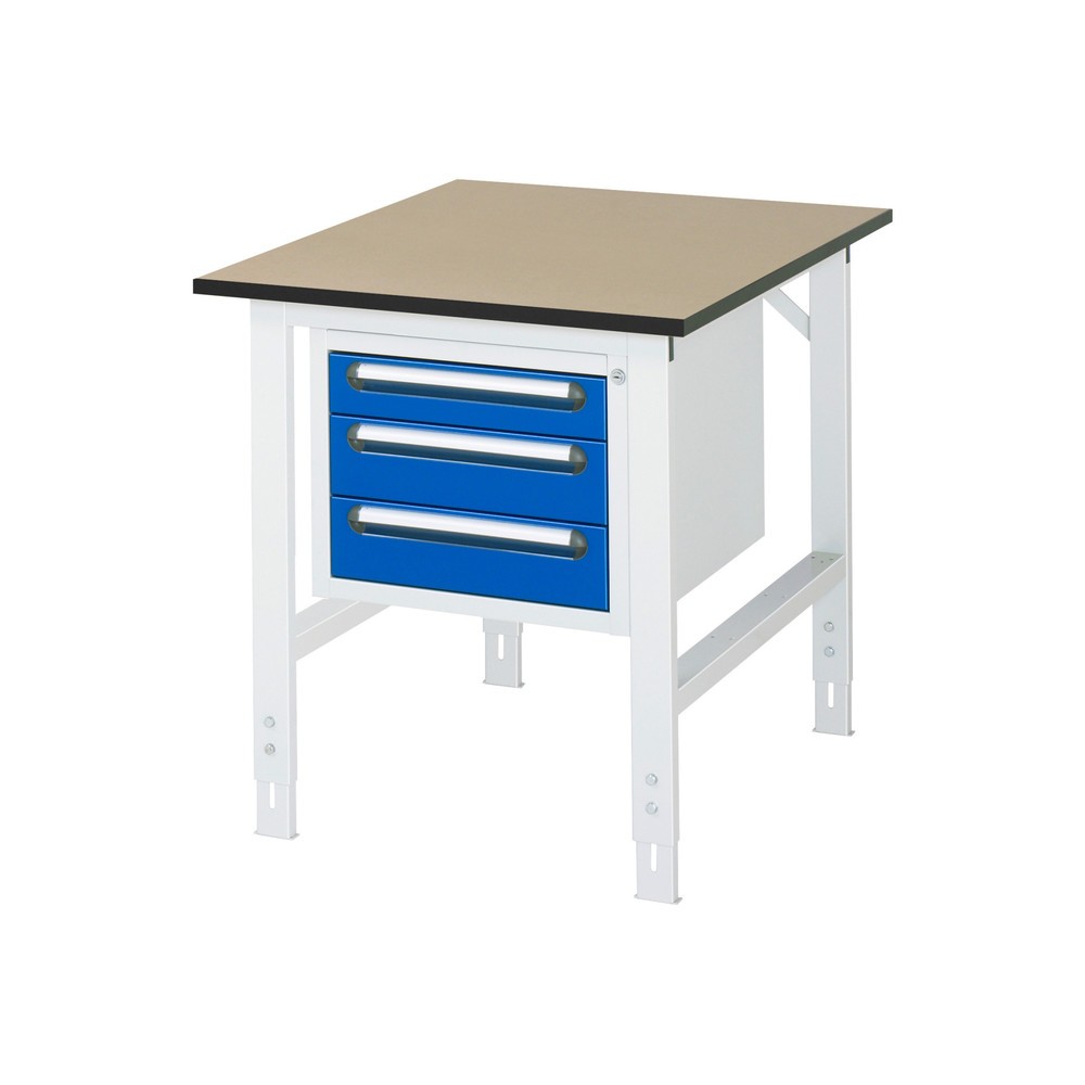 Číslo obrázku produktu 1: Pracovní stůl RAU ve výškově nastavitelném provedení, řada TOM, VxŠxH 760-1080 x 750 x 1000 mm, 3 zásuvky, pracovní deska MDF