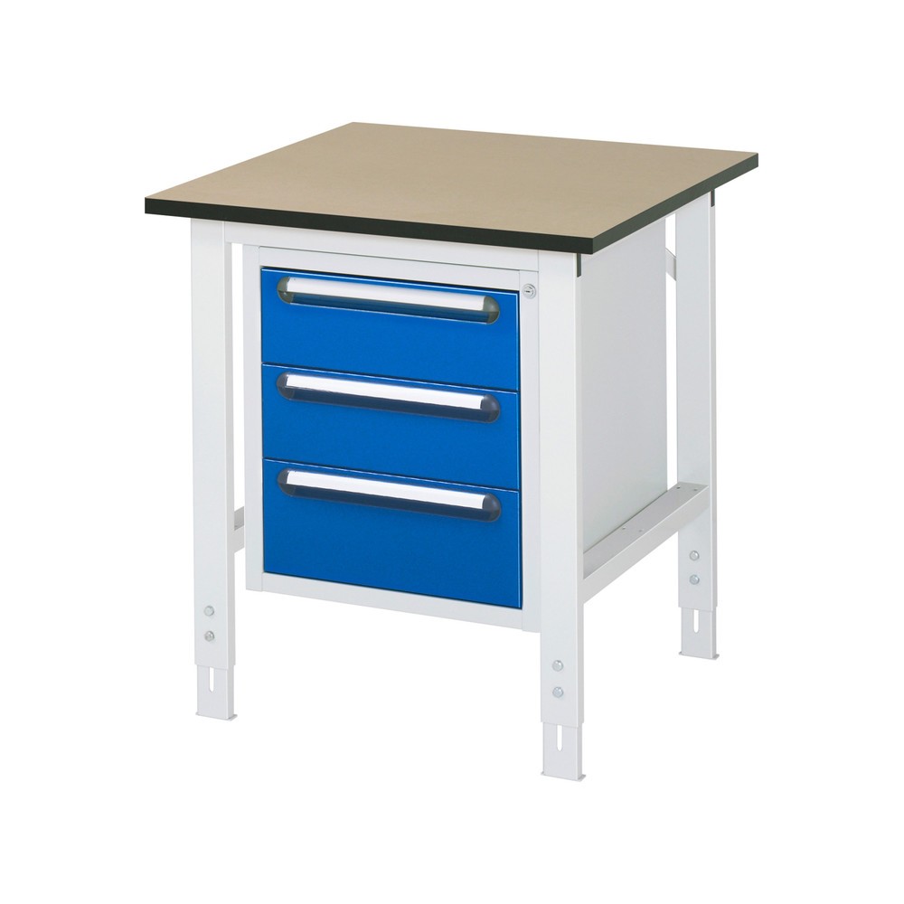 Číslo obrázku produktu 1: Pracovní stůl RAU ve výškově nastavitelném provedení, řada TOM, VxŠxH 760-1080 x 750 x 800 mm, 3 zásuvky, pracovní deska MDF