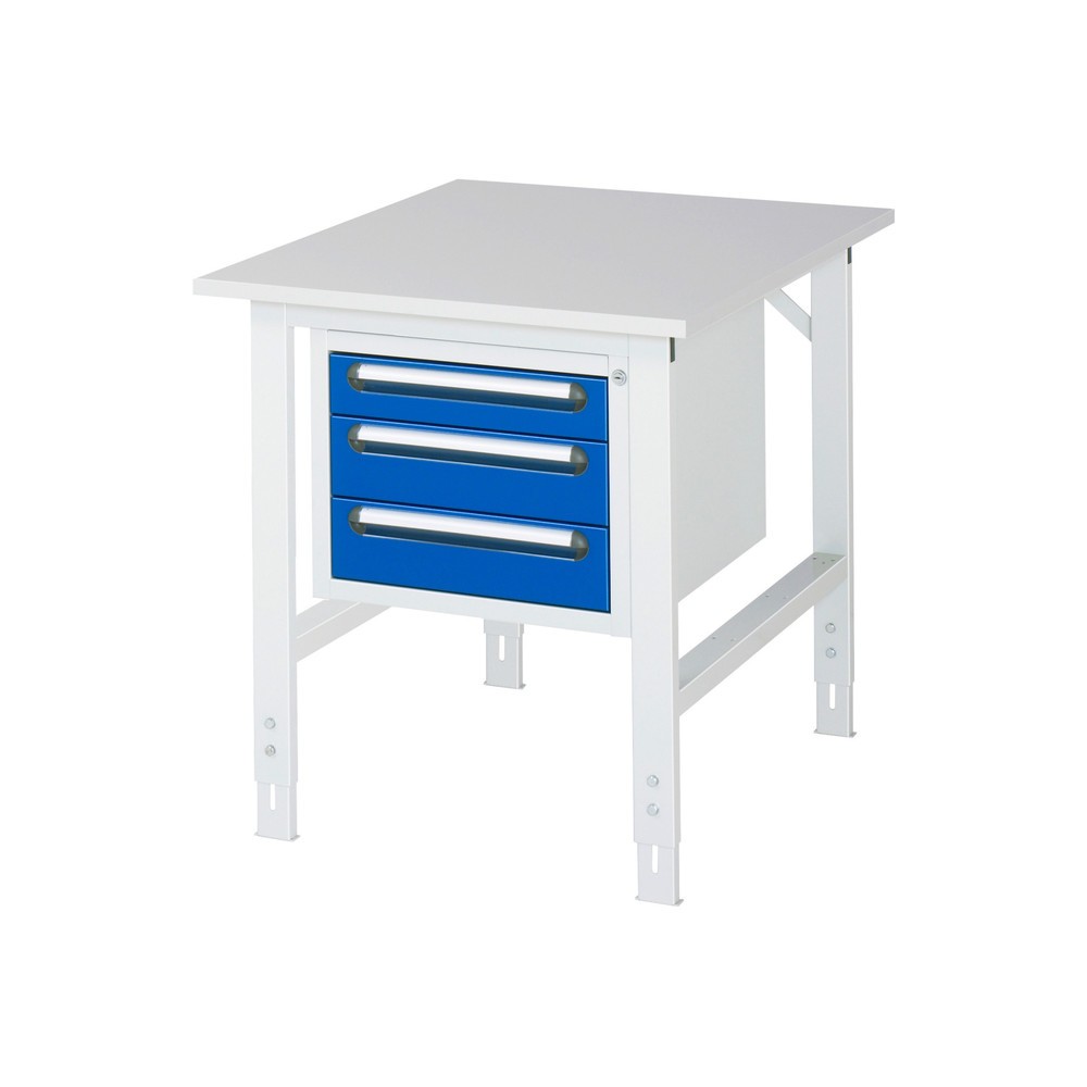 Číslo obrázku produktu 1: Pracovní stůl RAU ve výškově nastavitelném provedení, řada TOM, VxŠxH 760-1080 x 750 x 1000 mm, 3 zásuvky, pracovní deska s melaminovým povrchem