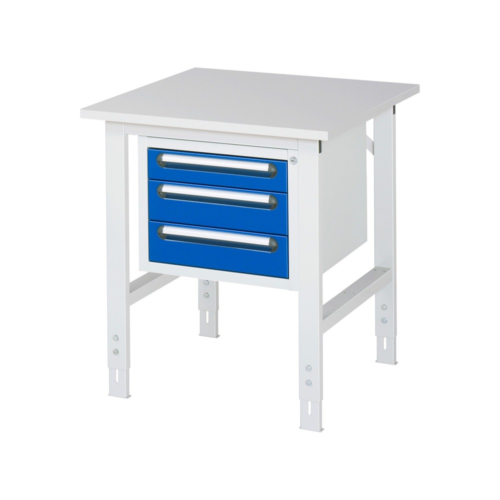 Číslo obrázku produktu 1: Pracovní stůl RAU ve výškově nastavitelném provedení, řada TOM, VxŠxH 760-1080 x 750 x 800 mm, 3 zásuvky, pracovní deska s melaminovým povrchem
