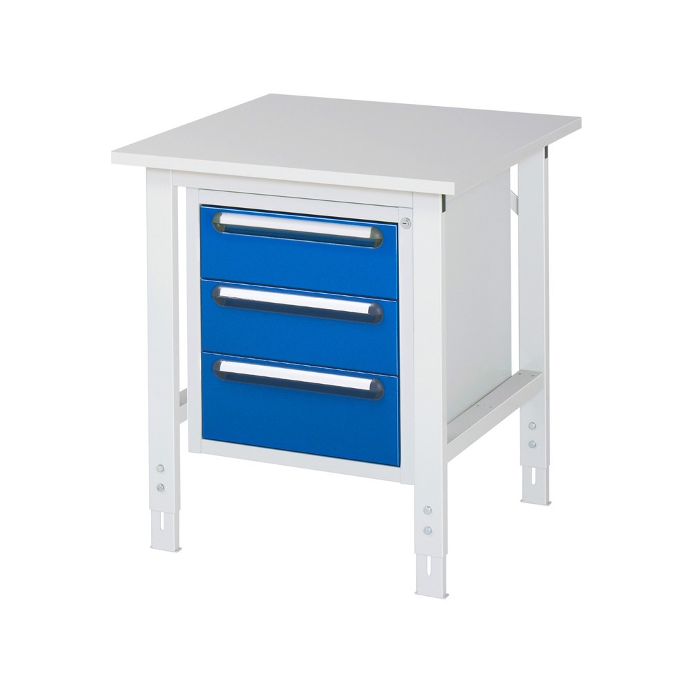 Číslo obrázku produktu 1: Pracovní stůl RAU ve výškově nastavitelném provedení, řada TOM, VxŠxH 760-1080 x 750 x 800 mm, 3 zásuvky, pracovní deska s melaminovým povrchem