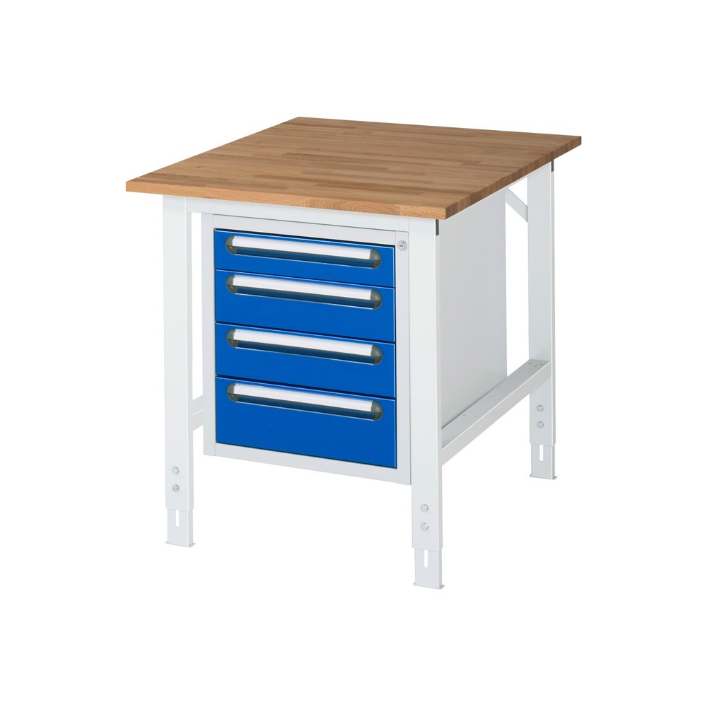 Číslo obrázku produktu 1: Pracovní stůl RAU ve výškově nastavitelném provedení, řada TOM, VxŠxH 760-1 080 x 750 x 1000 mm, 4 zásuvky, pracovní deska z bukového masivu