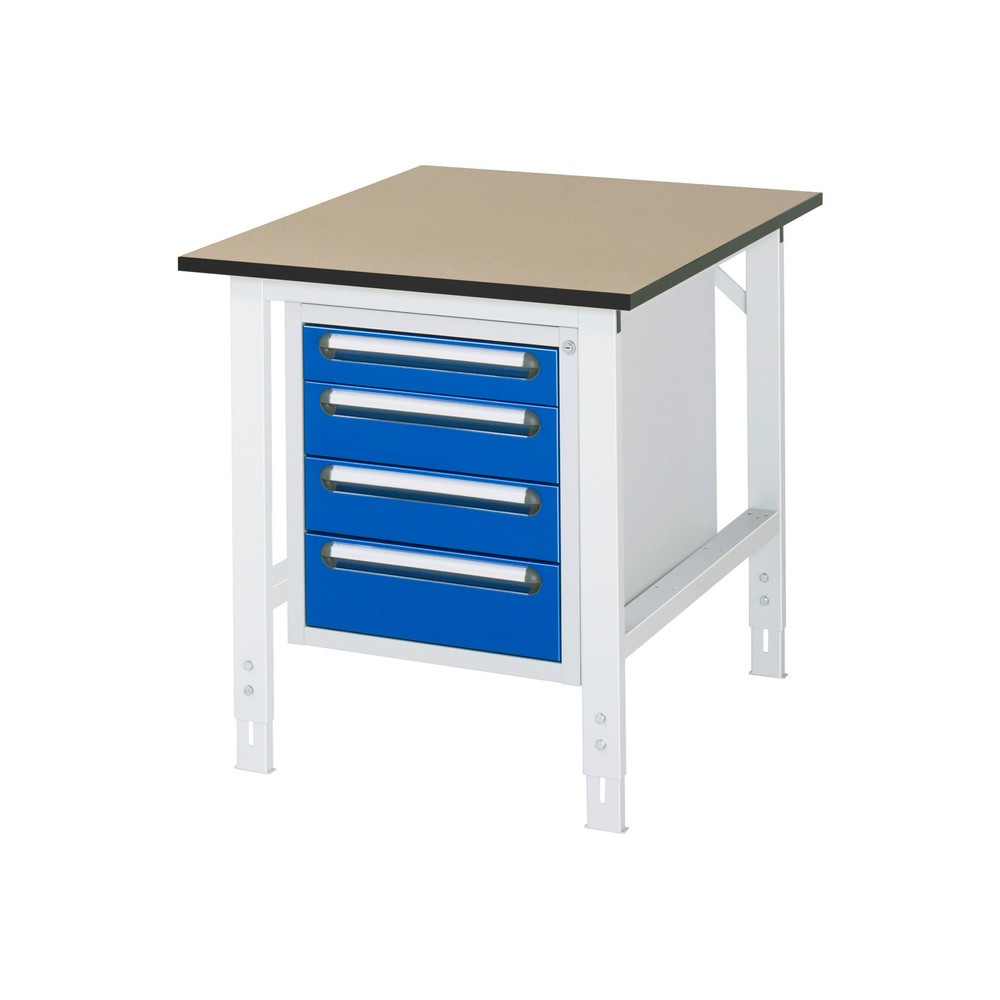 Číslo obrázku produktu 1: Pracovní stůl RAU ve výškově nastavitelném provedení, řada TOM, VxŠxH 760-1080 x 750 x 1000 mm, 4 zásuvky, pracovní deska MDF