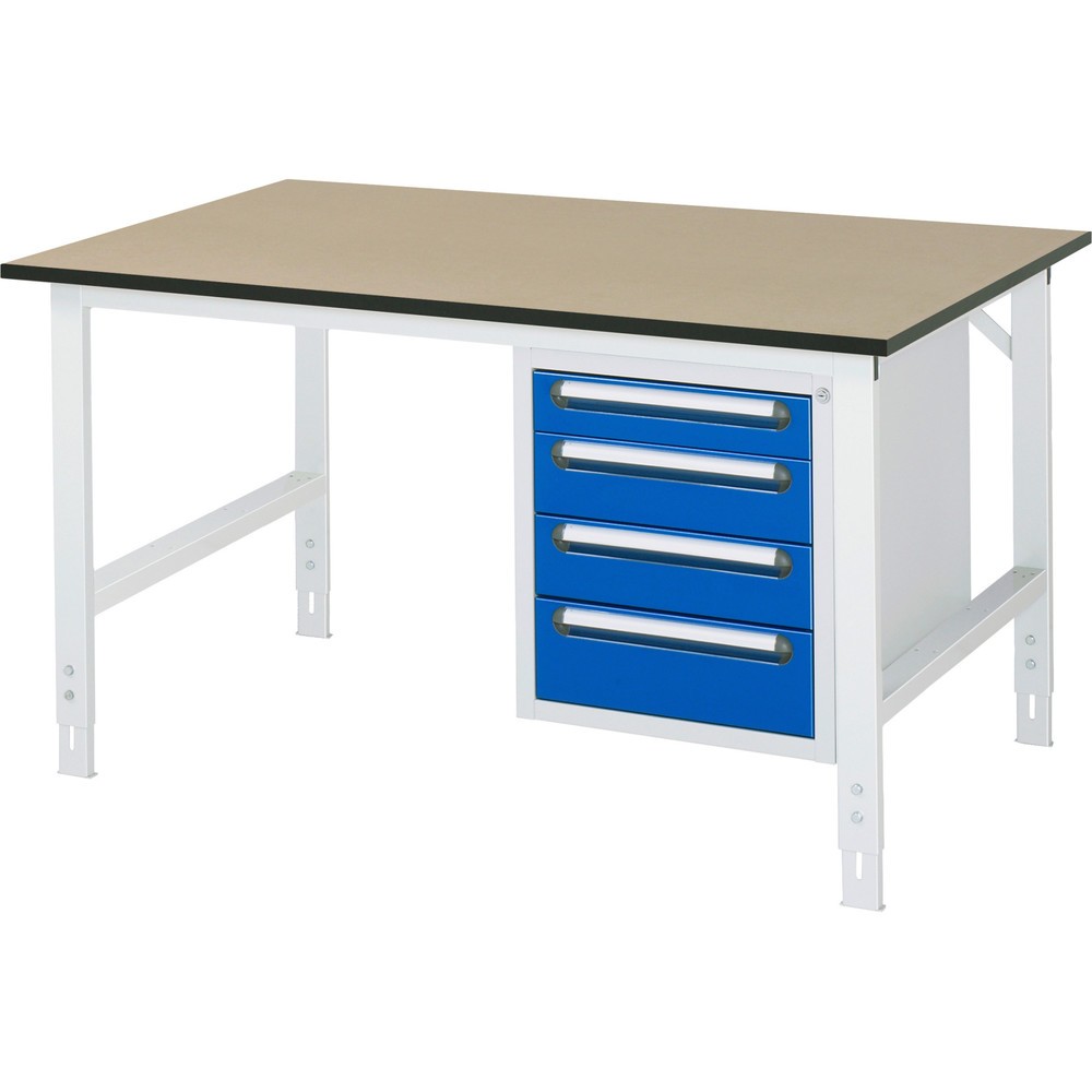 Číslo obrázku produktu 1: Pracovní stůl RAU ve výškově nastavitelném provedení, řada TOM, VxŠxH 760-1080 x 1500 x 1000 mm, 4 zásuvky, pracovní deska MDF