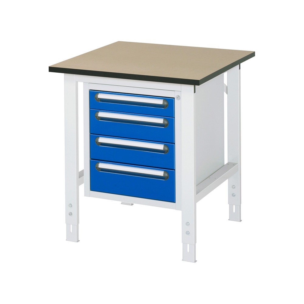 Obrázek produktu: Pracovní stůl RAU ve výškově nastavitelném provedení, řada TOM, VxŠxH 760-1080 x 750 x 800 mm, 4 zásuvky, pracovní deska MDF