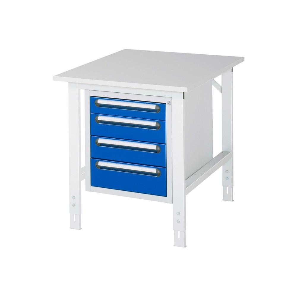 Číslo obrázku produktu 1: Pracovní stůl RAU ve výškově nastavitelném provedení, řada TOM, VxŠxH 760-1080 x 750 x 1000 mm, 4 zásuvky, pracovní deska s melaminovým povrchem