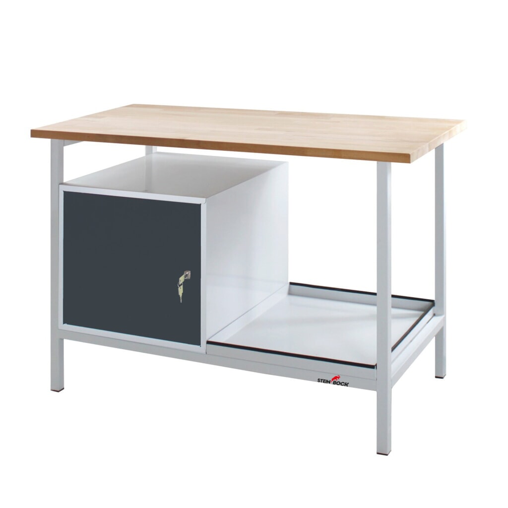 Pracovní stůl Steinbock® Cube, 1 dvířka, nosnost 300 kg, V׊×H 825 × 1200 × 600 mm, RAL 7035/7016 Obrázek produktu: Pracovní stůl Steinbock® Cube, 1 dvířka, nosnost 300 kg, V׊×H 825 × 1200 × 600 mm, RAL 7035/7016