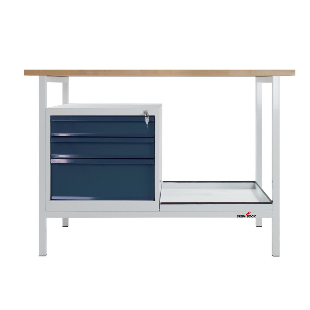 Číslo obrázku produktu 2: Pracovní stůl Steinbock® Cube, 3 zásuvky, nosnost 300 kg, V×Š×H 825 × 1200 × 600 mm, RAL 7035/7016