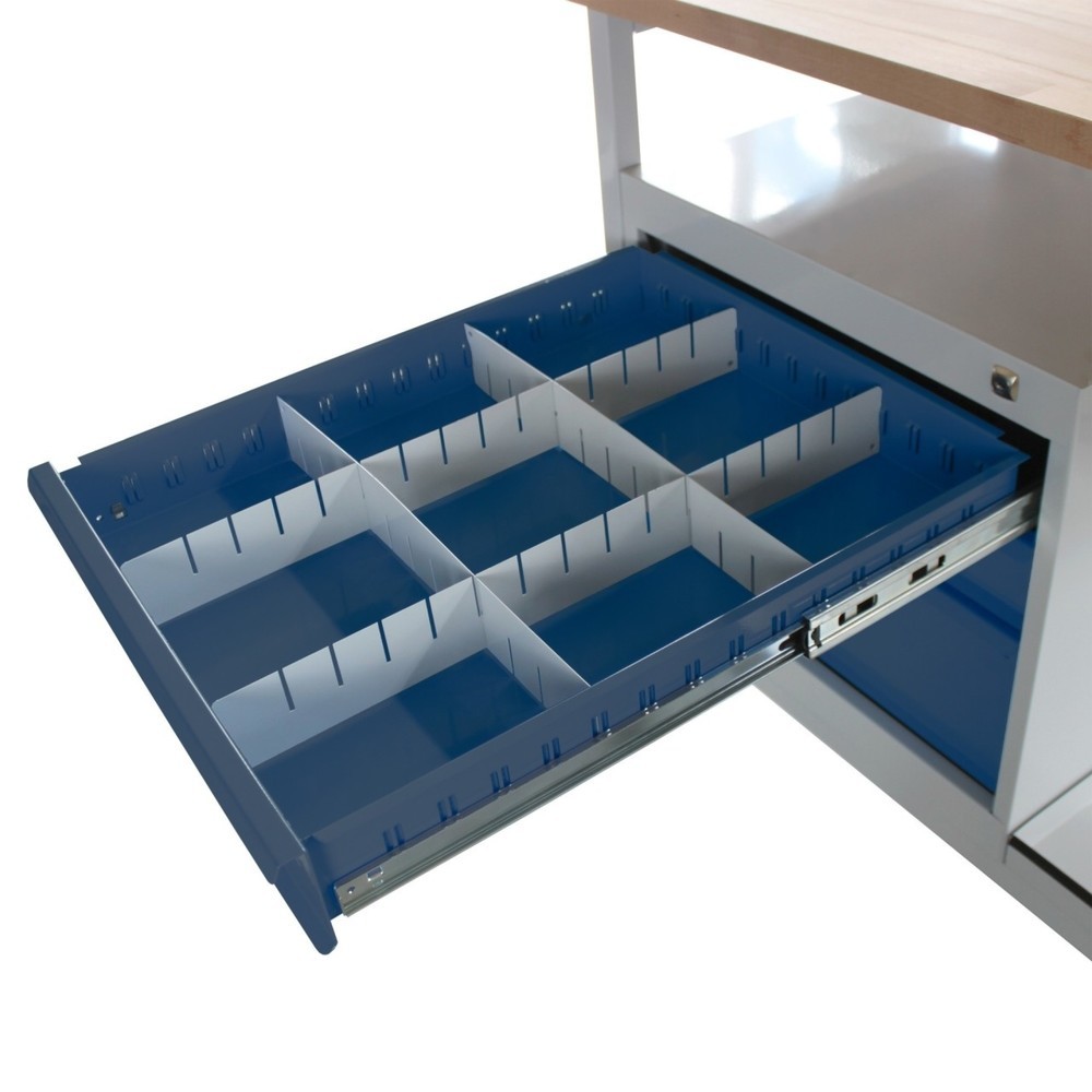 Číslo obrázku produktu 3: Pracovní stůl Steinbock® Cube, 3 zásuvky, nosnost 300 kg, V×Š×H 825 × 1200 × 600 mm, RAL 7035/7016