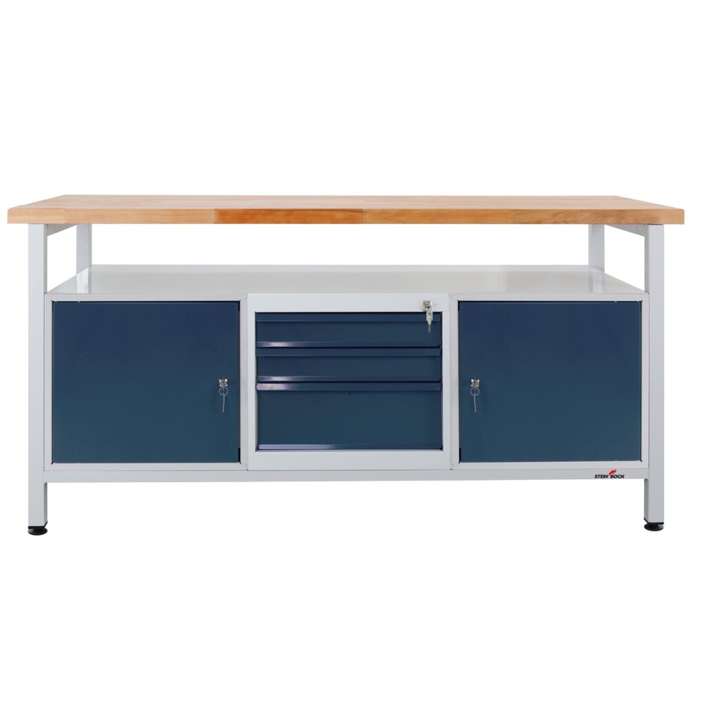 Pracovní stůl Steinbock® Extra, 1 odkládací plocha, 2 dvířka, 3 zásuvky, nosnost 500 kg, V׊×H 840 × 1700 × 600 mm, RAL 7035/7016 Obrázek produktu: Pracovní stůl Steinbock® Extra, 1 odkládací plocha, 2 dvířka, 3 zásuvky, nosnost 500 kg, V׊×H 840 × 1700 × 600 mm, RAL 7035/7016