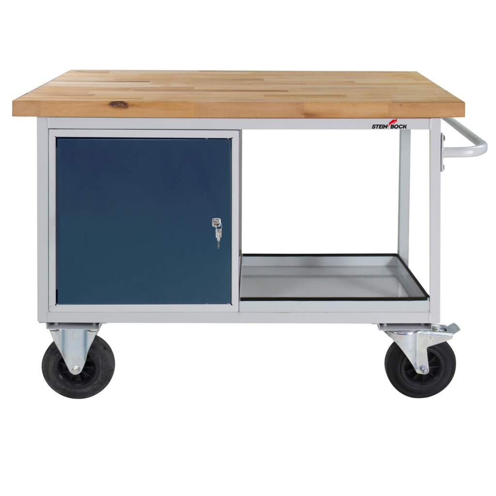 Pracovní stůl Steinbock® Motion, pojízdný, s 1 dvířky, nosnost 500 kg, V׊×H 827 × 1300 × 600 mm, RAL 7035/7016 Obrázek produktu: Pracovní stůl Steinbock® Motion, pojízdný, s 1 dvířky, nosnost 500 kg, V׊×H 827 × 1300 × 600 mm, RAL 7035/7016
