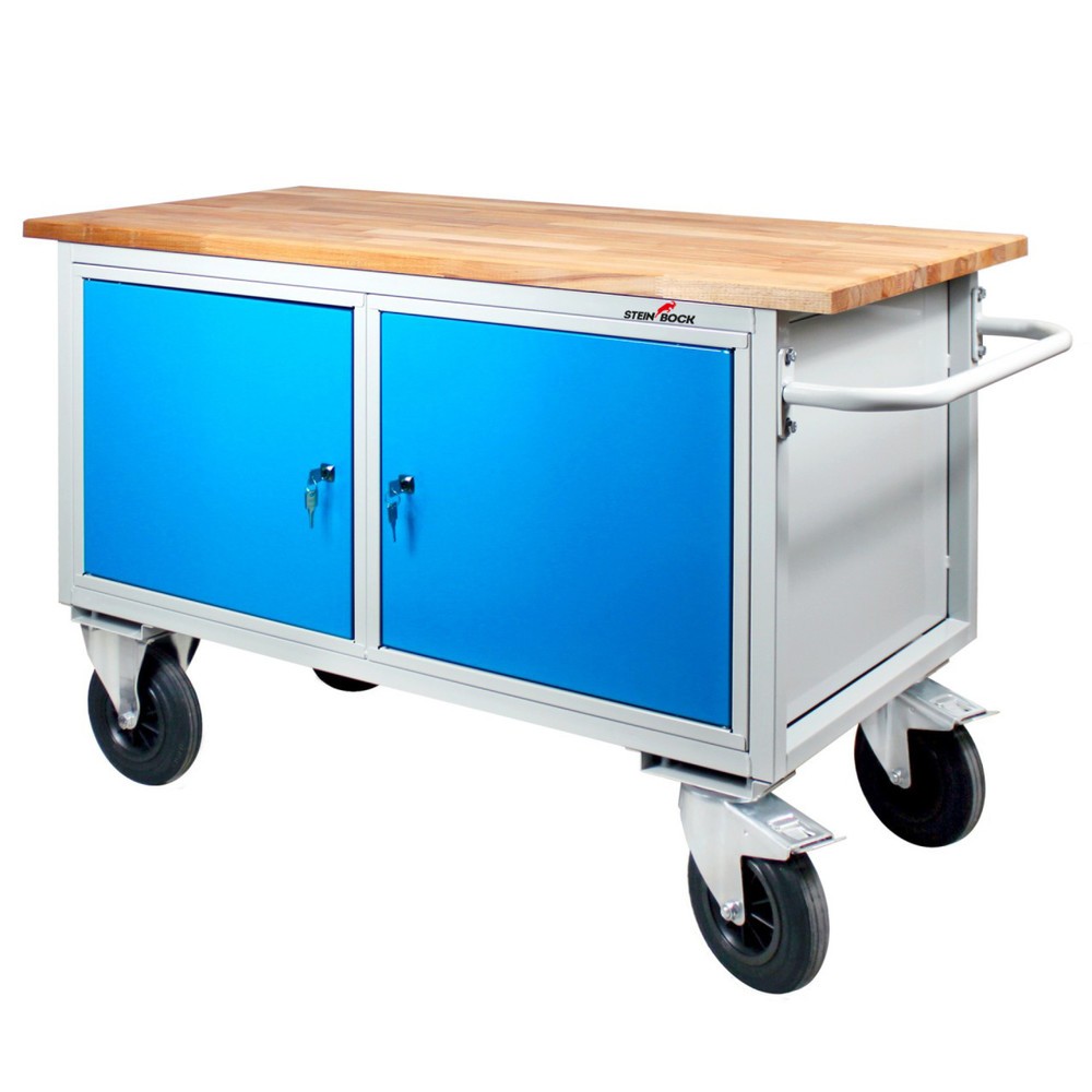 Číslo obrázku produktu 1: Pracovní stůl Steinbock® Motion, pojízdný, se 2 dvířky, nosnost 500 kg, V×Š×H 827 × 1300 × 600 mm, RAL 7035/5012