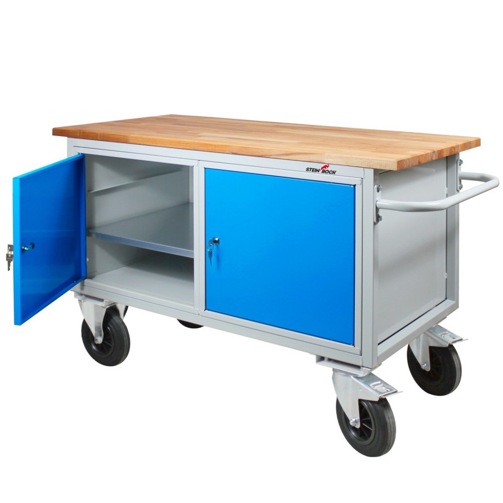 Číslo obrázku produktu 2: Pracovní stůl Steinbock® Motion, pojízdný, se 2 dvířky, nosnost 500 kg, V×Š×H 827 × 1300 × 600 mm, RAL 7035/5012
