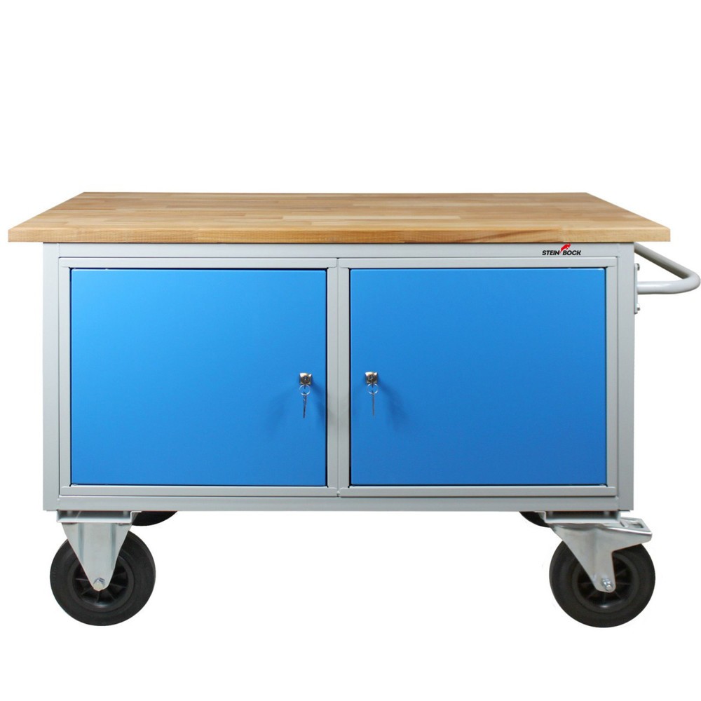 Číslo obrázku produktu 3: Pracovní stůl Steinbock® Motion, pojízdný, se 2 dvířky, nosnost 500 kg, V×Š×H 827 × 1300 × 600 mm, RAL 7035/5012