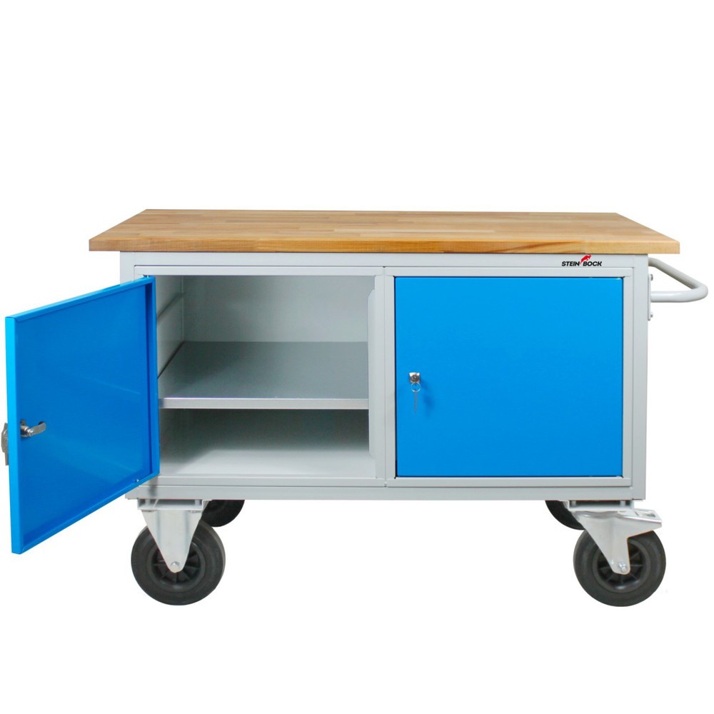 Číslo obrázku produktu 4: Pracovní stůl Steinbock® Motion, pojízdný, se 2 dvířky, nosnost 500 kg, V×Š×H 827 × 1300 × 600 mm, RAL 7035/5012