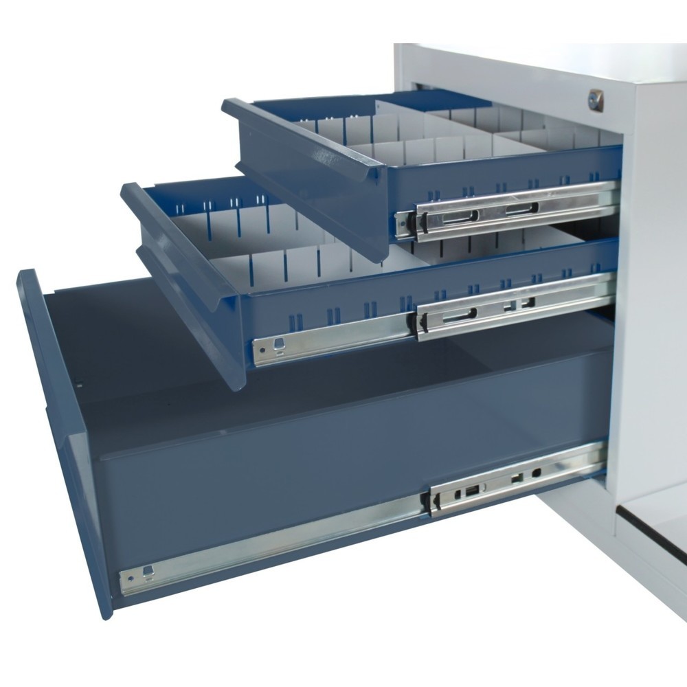 Číslo obrázku produktu 5: Pracovní stůl Steinbock® Motion, pojízdný, se 3 zásuvkami, nosnost 500 kg, V×Š×H 827 × 1300 × 600 mm, RAL 7035/7016