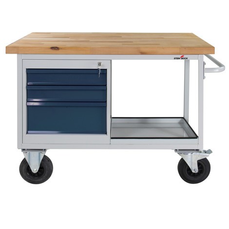Pracovní stůl Steinbock® Motion, pojízdný, se 3 zásuvkami, nosnost 500 kg, V׊×H 827 × 1300 × 600 mm, RAL 7035/7016