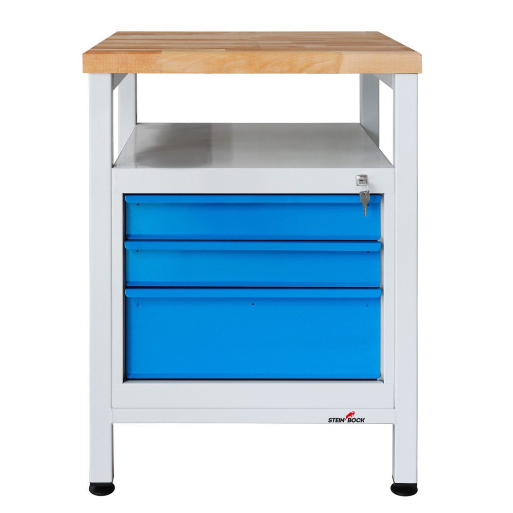 Číslo obrázku produktu 2: Pracovní stůl Steinbock® Premium, 1 odkládací plocha, 3 zásuvek, nosnost 300 kg, V×Š×H 840 × 600 × 600 mm, RAL 7035/5012