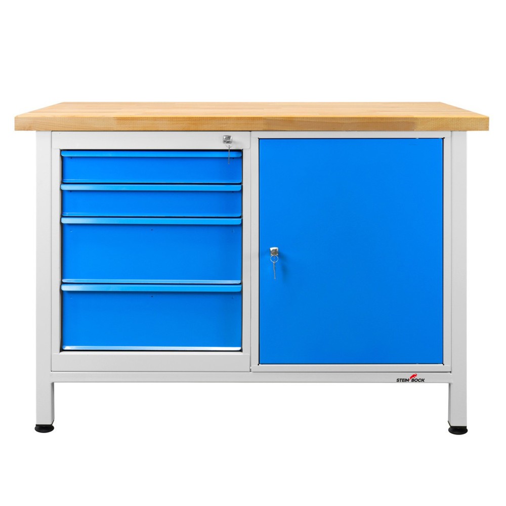 Číslo obrázku produktu 6: Pracovní stůl Steinbock® Premium, 4 zásuvky, 1 dvířka, nosnost 300 kg, V×Š×H 840 × 1200 × 600 mm, RAL 7035/5012