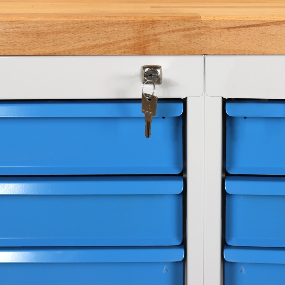 Číslo obrázku produktu 3: Pracovní stůl Steinbock® Premium, 1 odkládací plocha, 6 zásuvek, nosnost 300 kg, V×Š×H 840 × 1200 × 600 mm, RAL 7035/5012