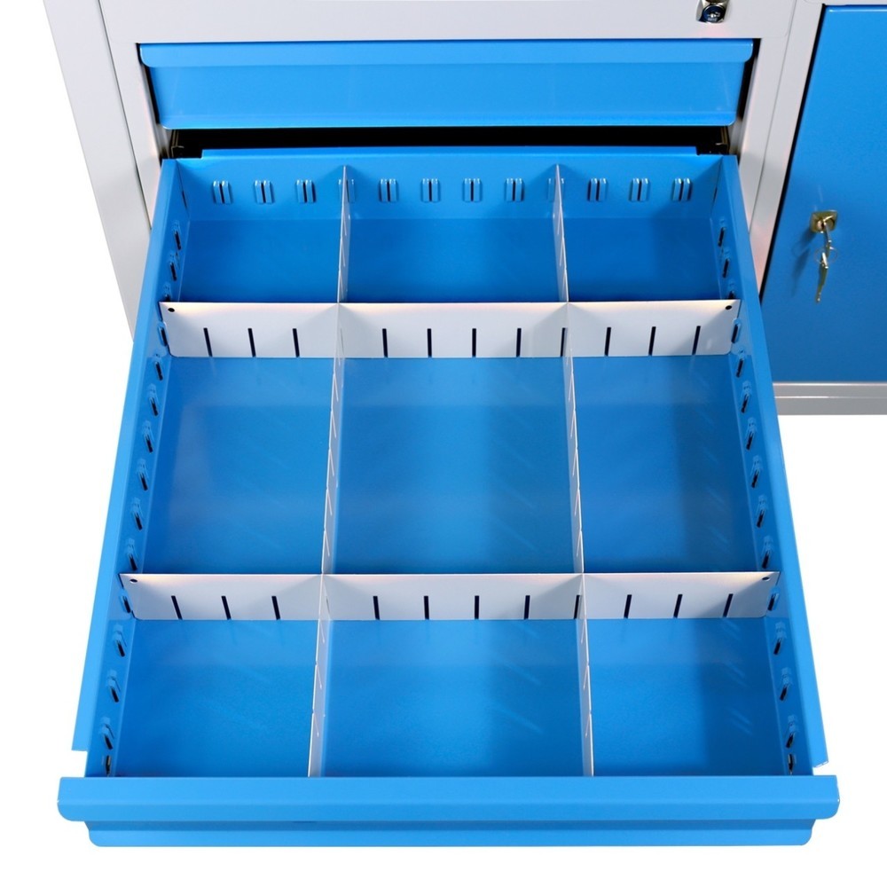 Číslo obrázku produktu 3: Pracovní stůl Steinbock® Premium, 1 odkládací plocha, 3 zásuvky, 1 dvířka, nosnost 300 kg, V×Š×H 840 × 1200 × 600 mm, RAL 7035/5012