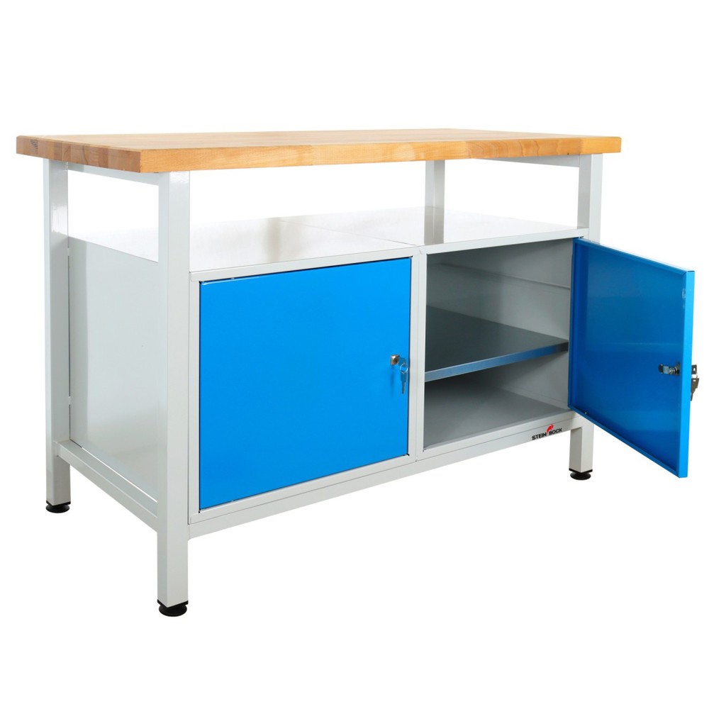 Číslo obrázku produktu 6: Pracovní stůl Steinbock® Premium, 1 odkládací plocha, 2 dvířka, nosnost 300 kg, V×Š×H 840 × 1200 × 600 mm, RAL 7035/5012