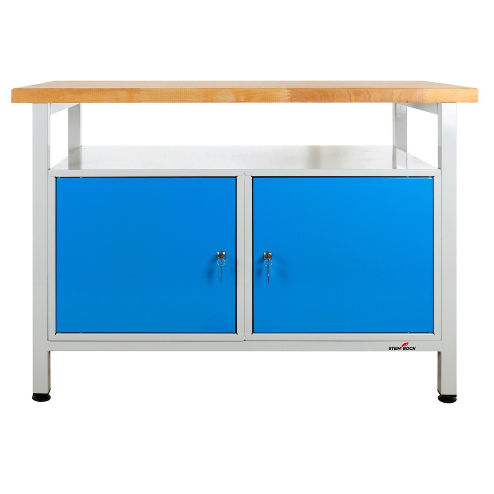 Číslo obrázku produktu 7: Pracovní stůl Steinbock® Premium, 1 odkládací plocha, 2 dvířka, nosnost 300 kg, V×Š×H 840 × 1200 × 600 mm, RAL 7035/5012