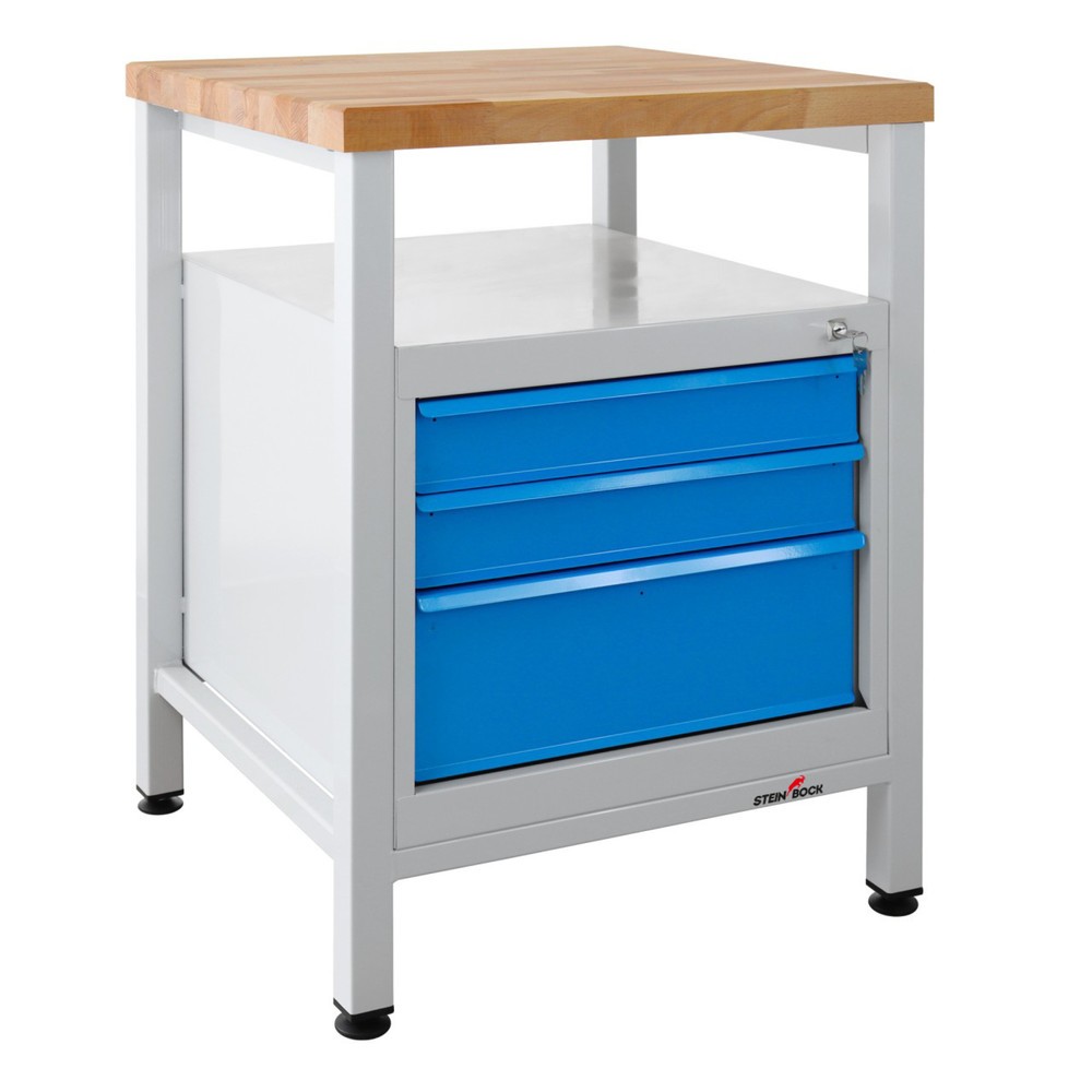 Číslo obrázku produktu 1: Pracovní stůl Steinbock® Premium, 1 odkládací plocha, 3 zásuvek, nosnost 300 kg, V×Š×H 840 × 600 × 600 mm, RAL 7035/5012