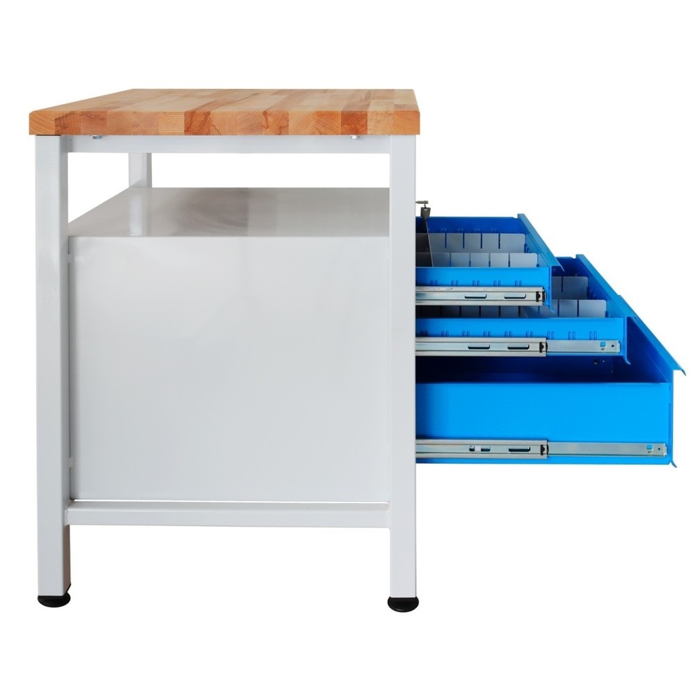 Číslo obrázku produktu 4: Pracovní stůl Steinbock® Premium, 1 odkládací plocha, 3 zásuvek, nosnost 300 kg, V×Š×H 840 × 600 × 600 mm, RAL 7035/5012