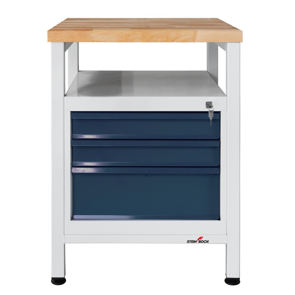 Číslo obrázku produktu 1: Pracovní stůl Steinbock® Premium, 1 odkládací plocha, 3 zásuvek, nosnost 300 kg, V×Š×H 840 × 600 × 600 mm, RAL 7035/7016