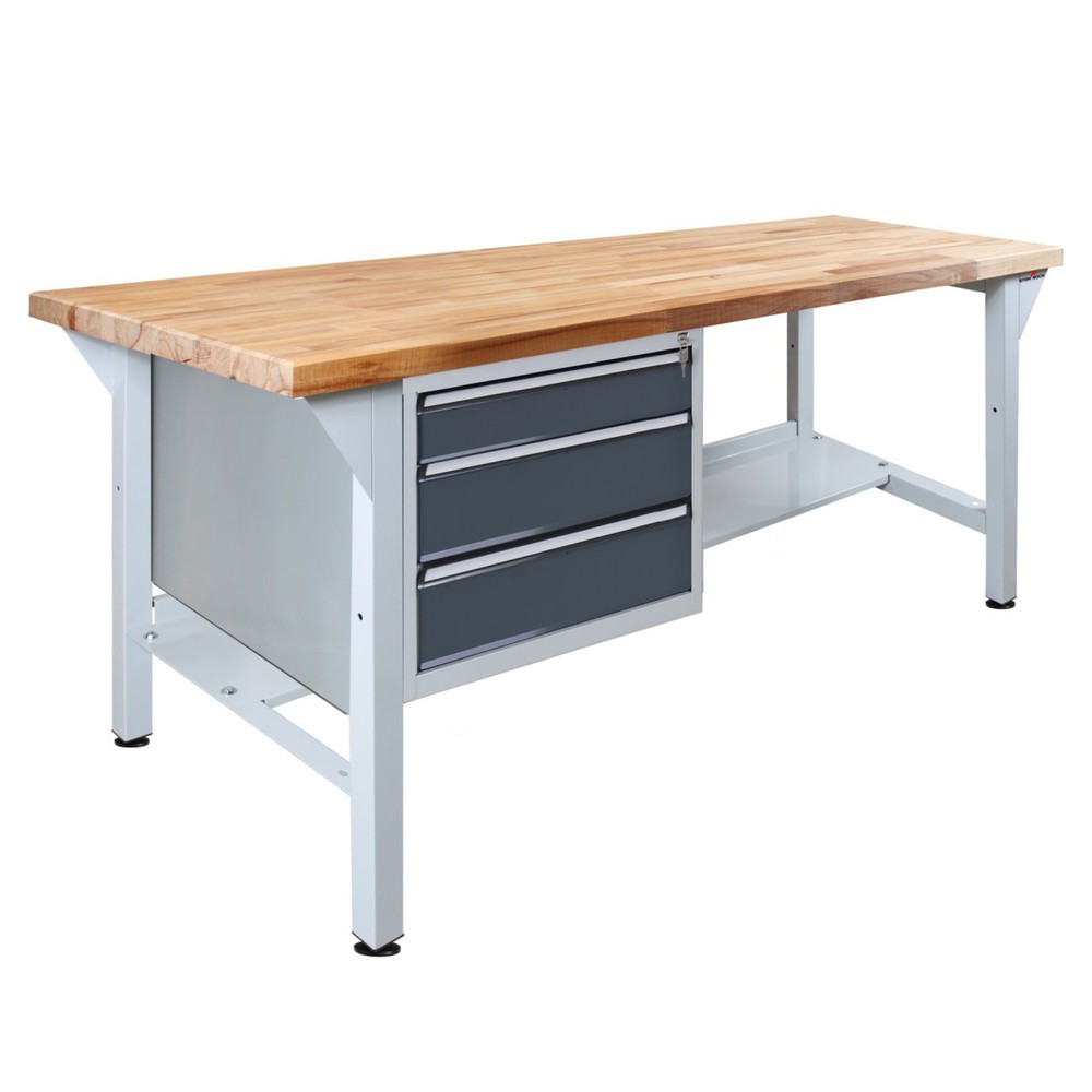 Číslo obrázku produktu 1: Pracovní stůl Steinbock® Pro, 3 zásuvky, 1 odkládací plocha, nosnost 500 kg, V×Š×H 850 × 1500 × 750 mm, RAL 7035/7016
