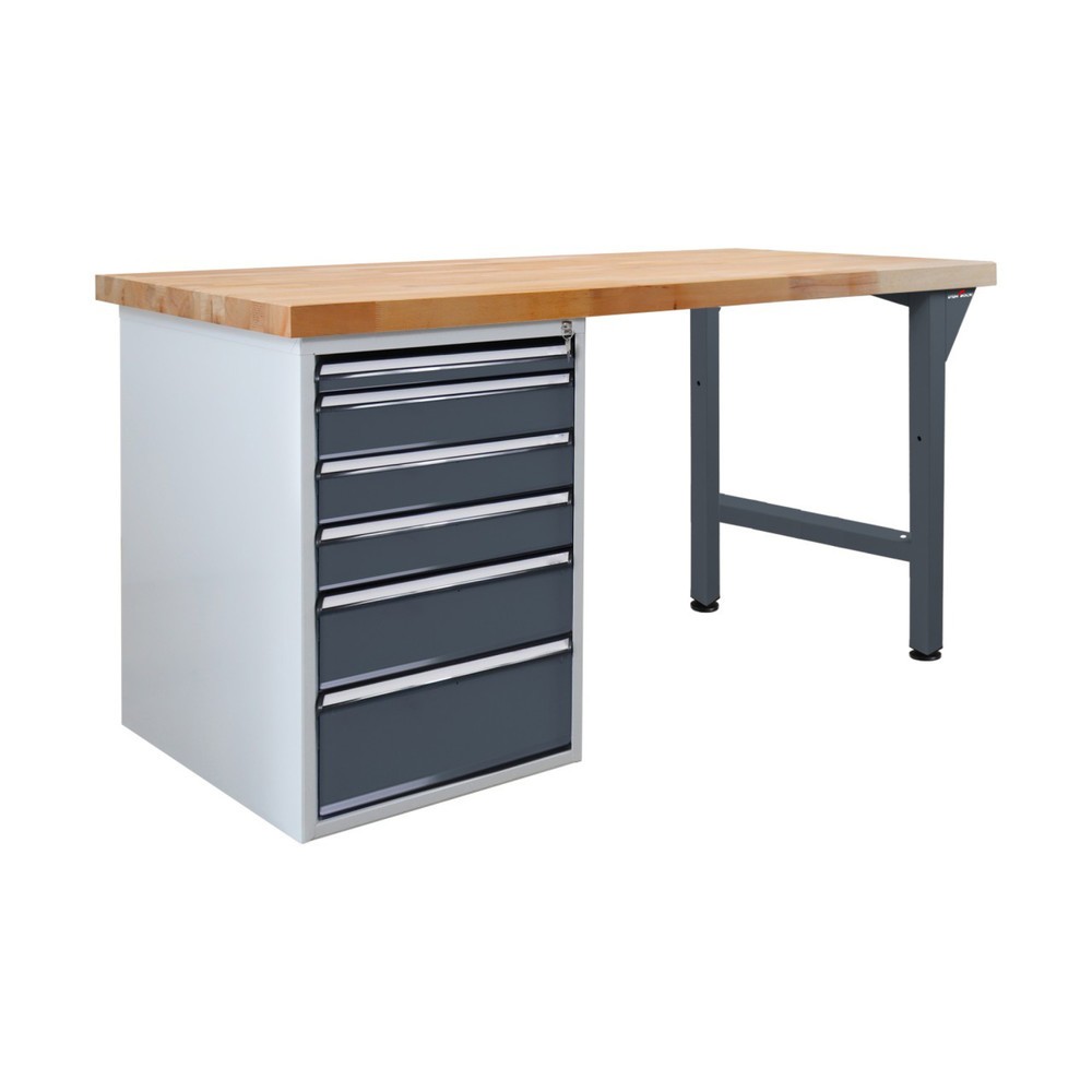 Číslo obrázku produktu 1: Pracovní stůl Steinbock® Pro, 6 zásuvek, nosnost 500 kg, V×Š×H 850 × 1500 × 750 mm, RAL 7016