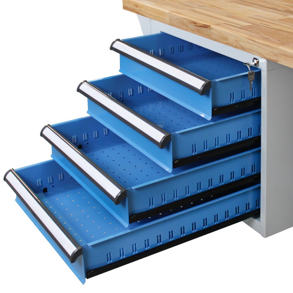 Číslo obrázku produktu 4: Pracovní stůl Steinbock® Pro, 4 zásuvky, 1 odkládací plocha, nosnost 500 kg, V×Š×H 850 × 2000 × 750 mm, RAL 7035/5012