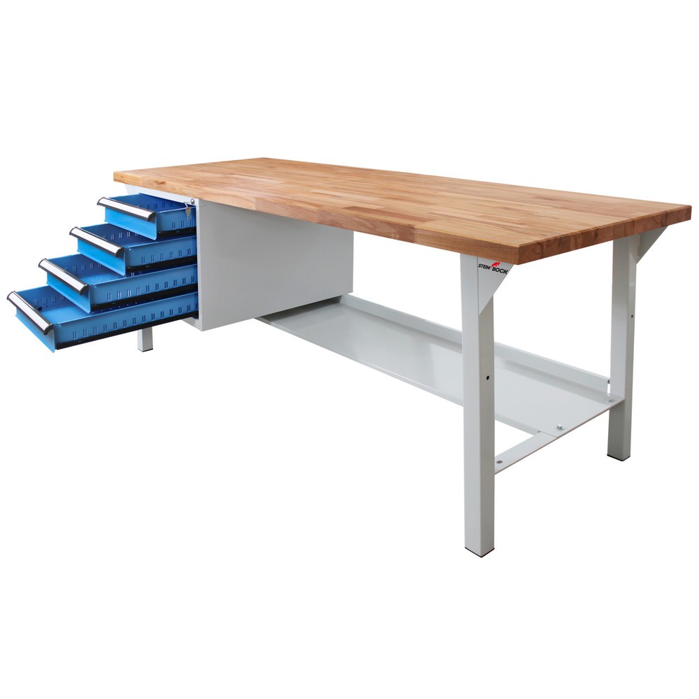 Číslo obrázku produktu 5: Pracovní stůl Steinbock® Pro, 4 zásuvky, 1 odkládací plocha, nosnost 500 kg, V×Š×H 850 × 2000 × 750 mm, RAL 7035/5012