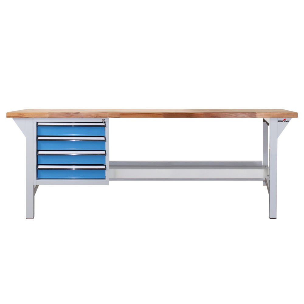 Číslo obrázku produktu 6: Pracovní stůl Steinbock® Pro, 4 zásuvky, 1 odkládací plocha, nosnost 500 kg, V×Š×H 850 × 2000 × 750 mm, RAL 7035/5012
