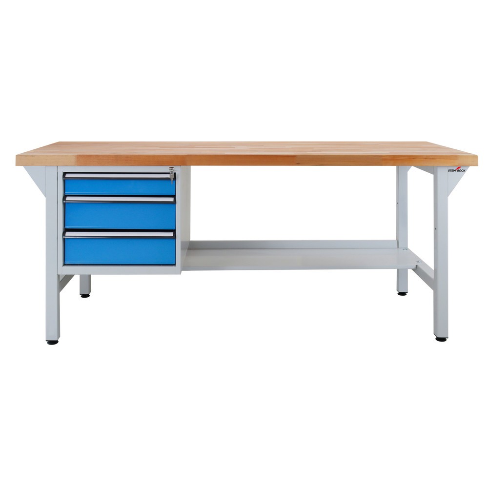 Číslo obrázku produktu 2: Pracovní stůl Steinbock® Pro, 3 zásuvky, 1 odkládací plocha, nosnost 500 kg, V×Š×H 850 × 2000 × 750 mm, RAL 7035/5012