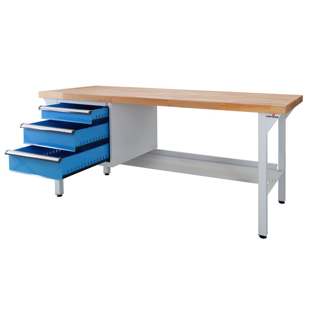 Číslo obrázku produktu 6: Pracovní stůl Steinbock® Pro, 3 zásuvky, 1 odkládací plocha, nosnost 500 kg, V×Š×H 850 × 2000 × 750 mm, RAL 7035/5012