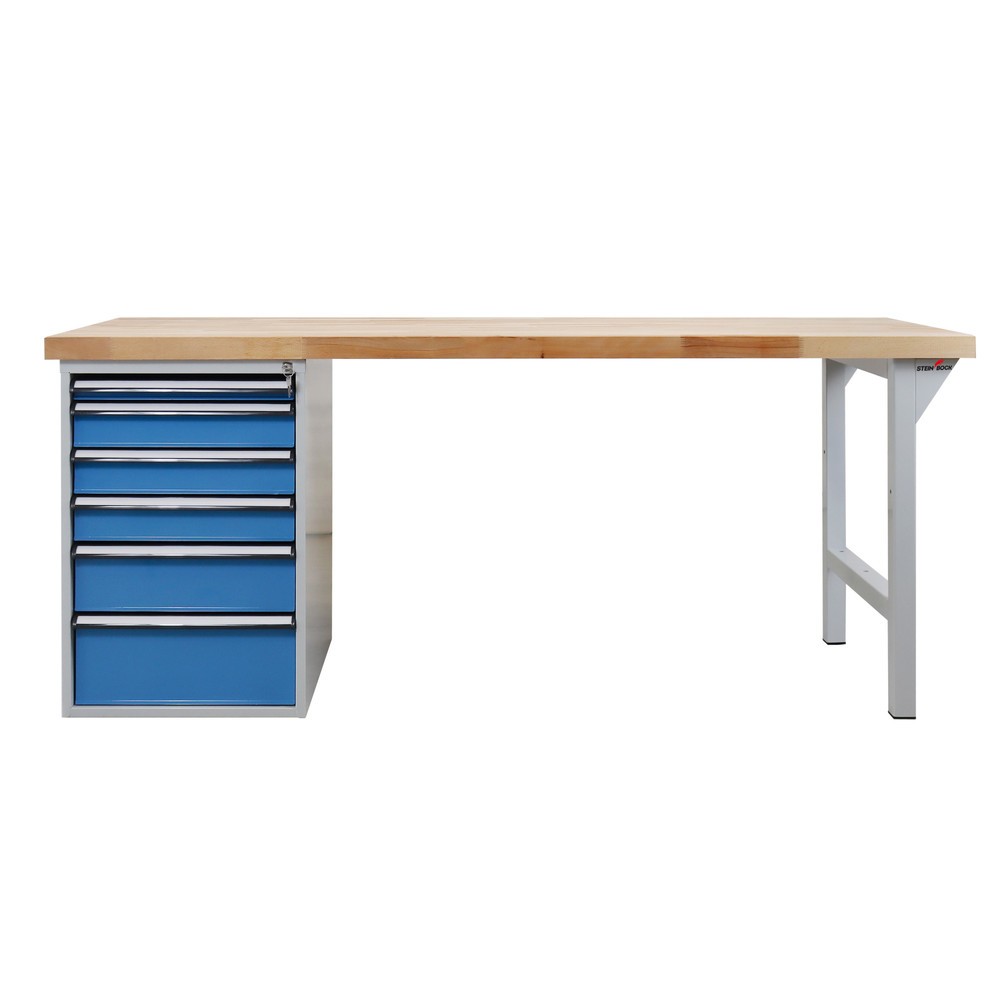 Číslo obrázku produktu 2: Pracovní stůl Steinbock® Pro, 6 zásuvek, nosnost 500 kg, V×Š×H 850 × 2000 × 750 mm, RAL 7035/5012