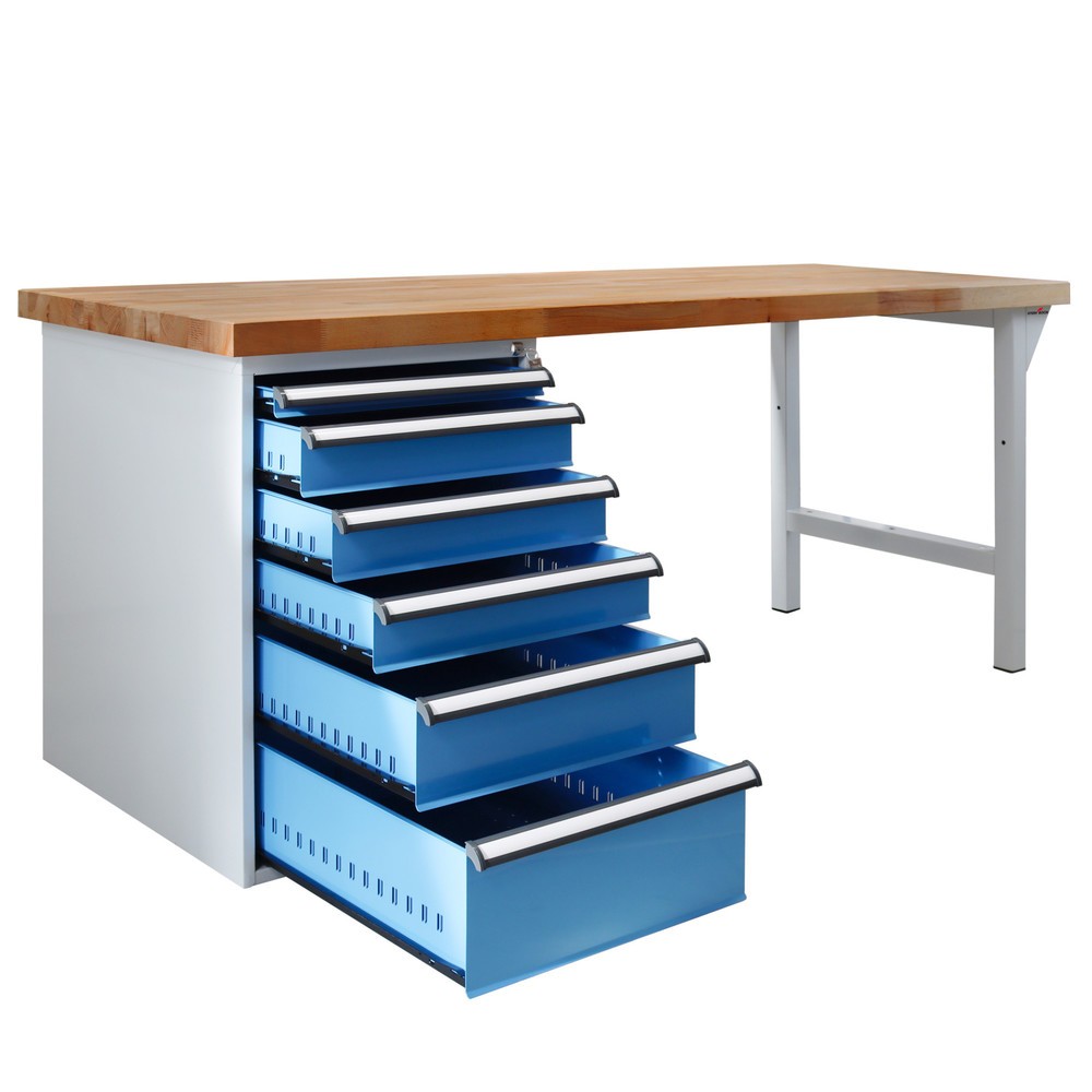 Číslo obrázku produktu 3: Pracovní stůl Steinbock® Pro, 6 zásuvek, nosnost 500 kg, V×Š×H 850 × 2000 × 750 mm, RAL 7035/5012