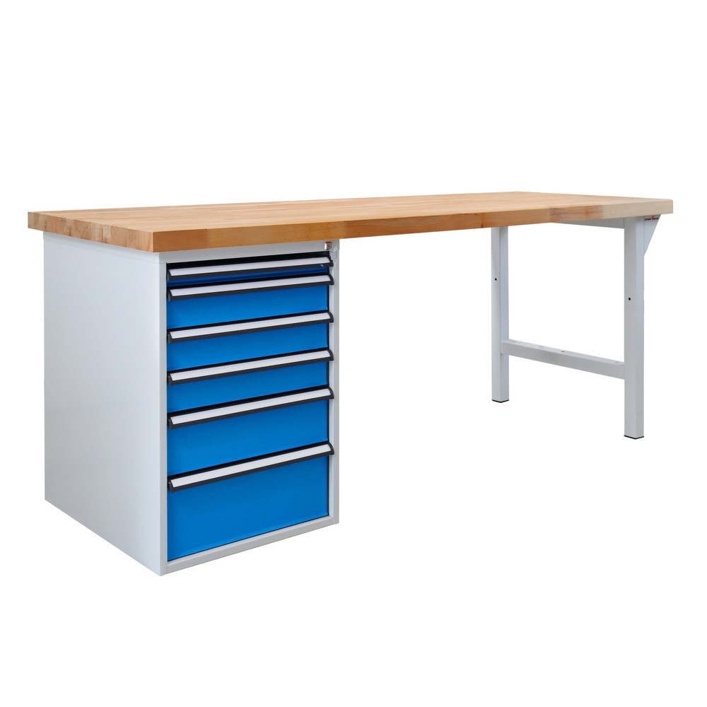 Číslo obrázku produktu 1: Pracovní stůl Steinbock® Pro, 6 zásuvek, nosnost 500 kg, V×Š×H 850 × 2000 × 750 mm, RAL 7035/5012