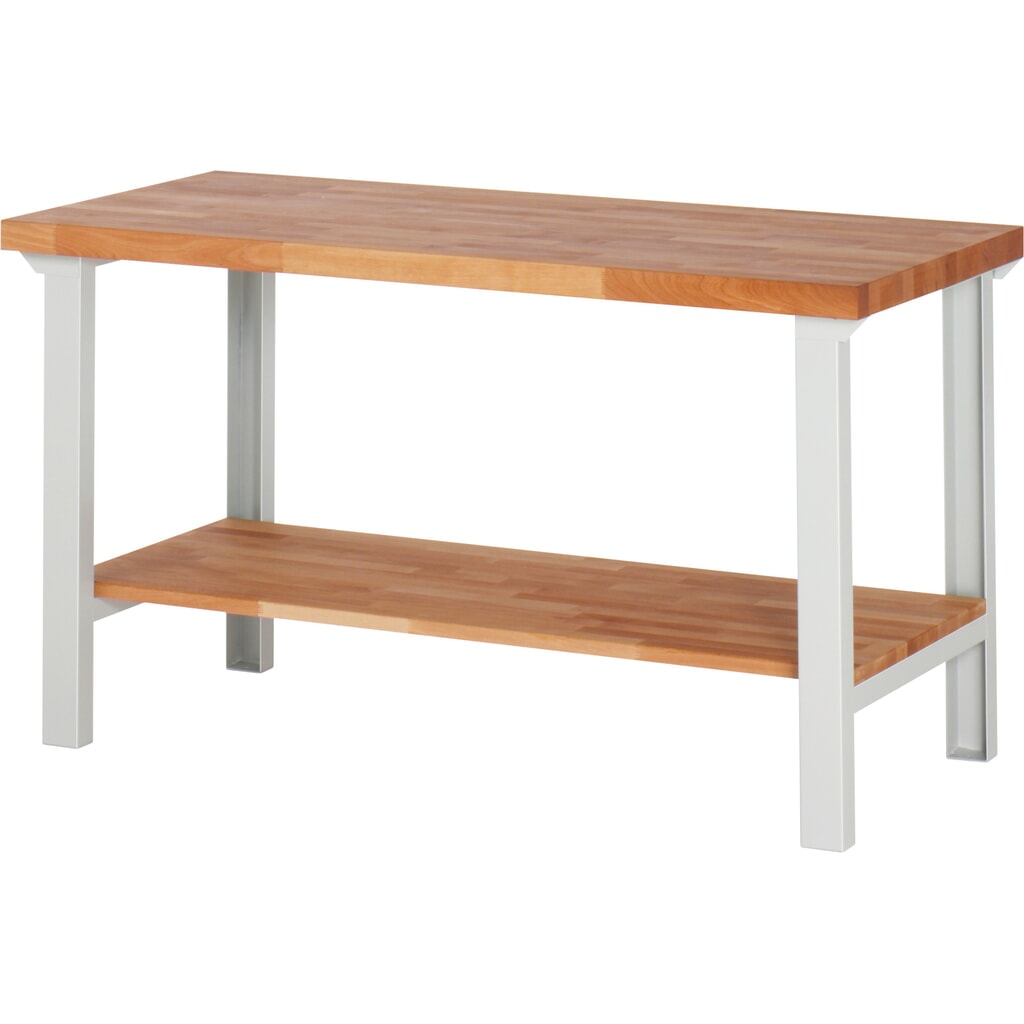 Pracovní stůl Steinbock® s odkládací policí, V׊×H 840 × 1500 × 700 mm, RAL 7035 Obrázek produktu: Pracovní stůl Steinbock® s odkládací policí, V׊×H 840 × 1500 × 700 mm, RAL 7035