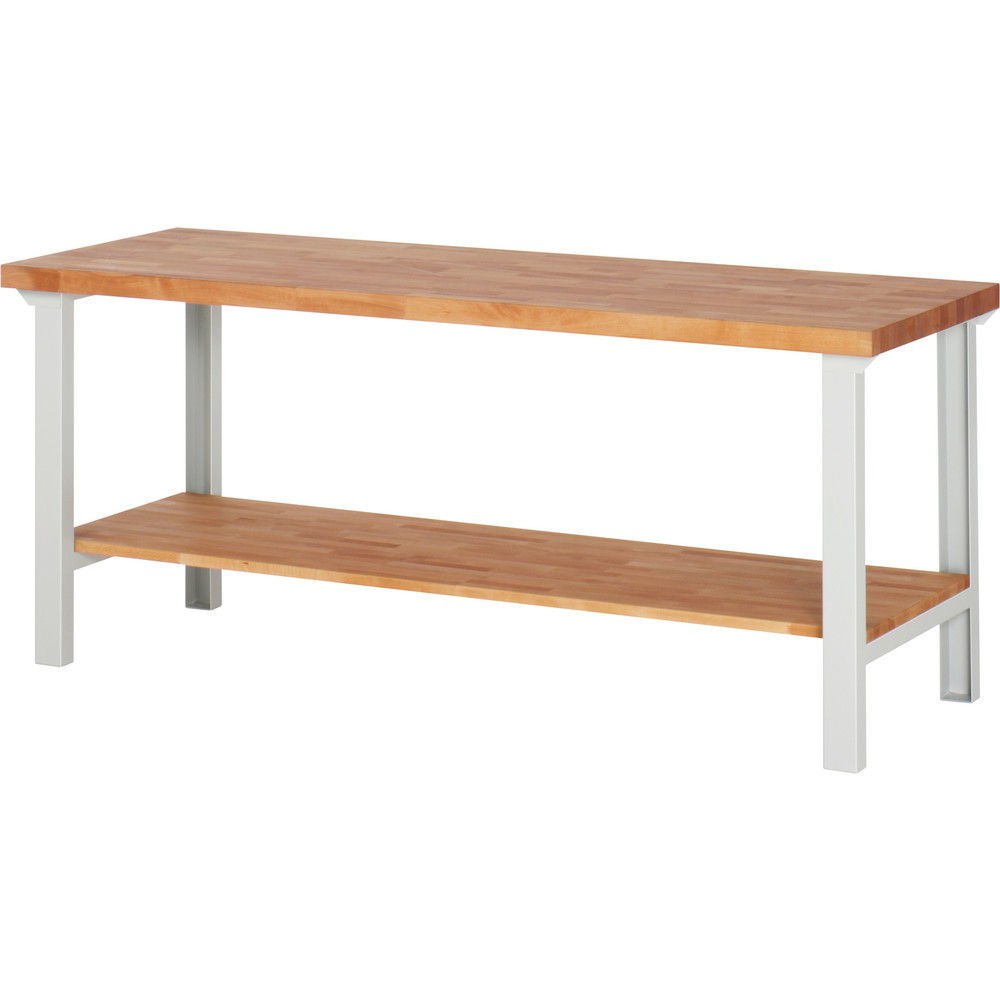 Číslo obrázku produktu 1: Pracovní stůl Steinbock® s odkládací policí, V×Š×H 840 × 2000 × 700 mm, RAL 7035
