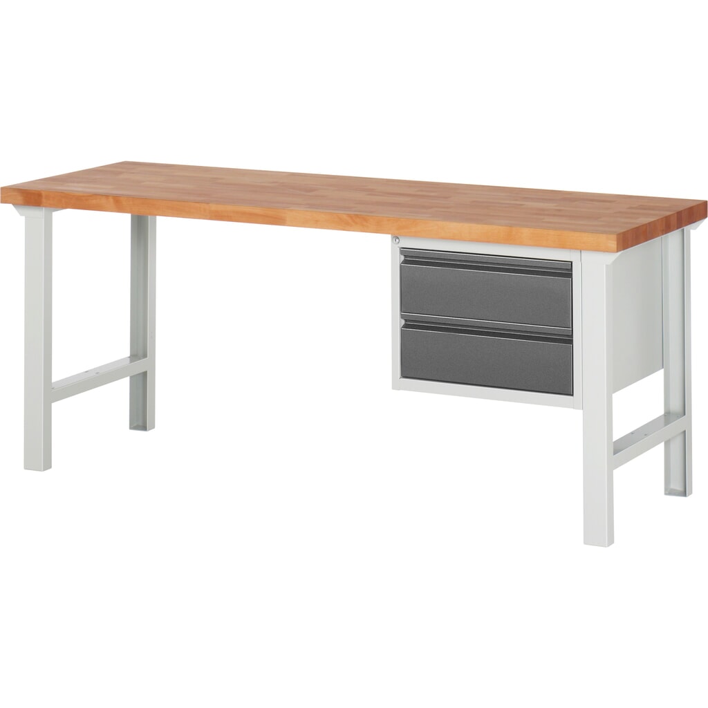 Obrázek produktu: Pracovní stůl Steinbock® se 2 zásuvkami, V×Š×H 840 × 2000 × 700 mm, RAL 7035/7016