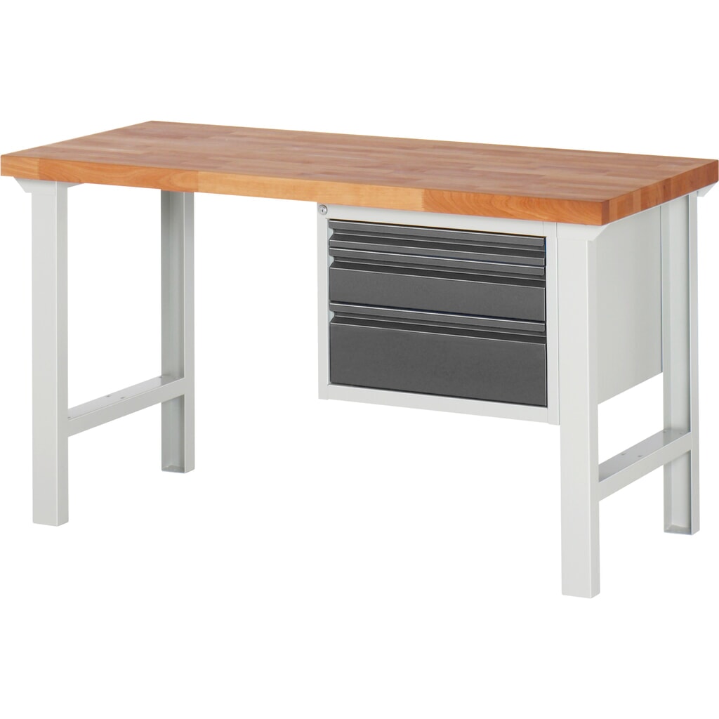 Pracovní stůl Steinbock® se 3 zásuvkami, V׊×H 840 × 1500 × 700 mm, RAL 7035/7016 Obrázek produktu: Pracovní stůl Steinbock® se 3 zásuvkami, V׊×H 840 × 1500 × 700 mm, RAL 7035/7016
