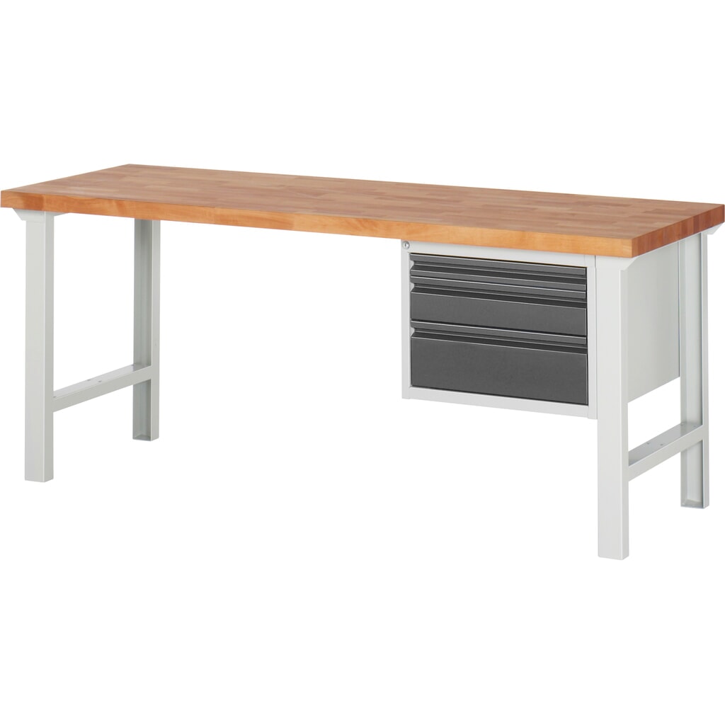 Obrázek produktu: Pracovní stůl Steinbock® se 3 zásuvkami, V×Š×H 840 × 2000 × 700 mm, RAL 7035/7016